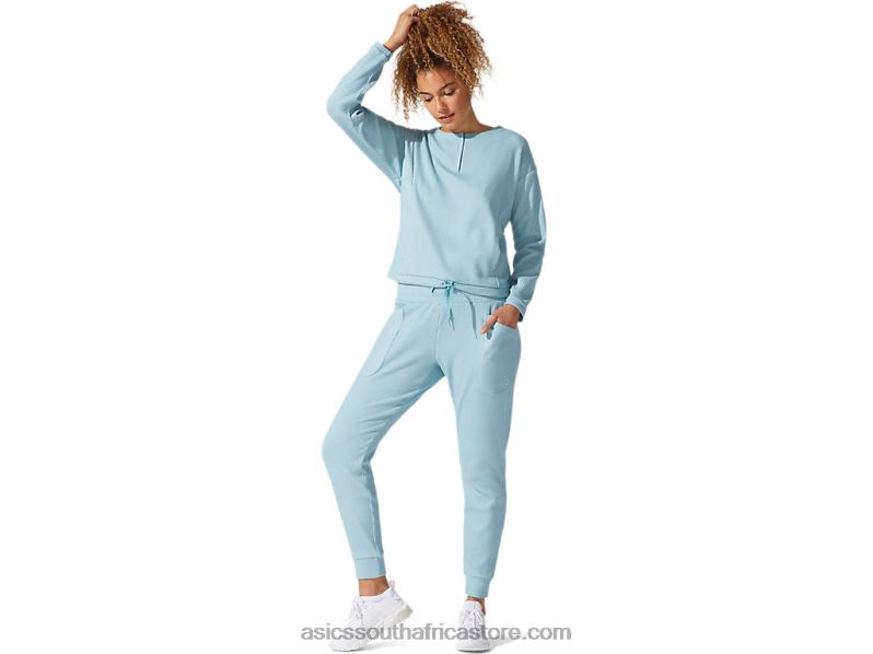 Women Asics Soft Stretch Sweat Top LH4X04053 Smoke Blue