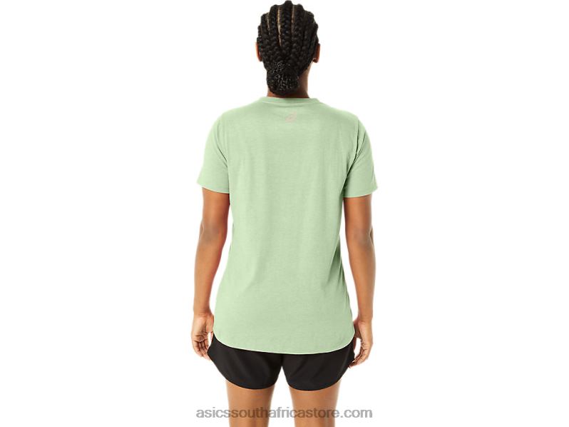 Women Asics Stripes V-Neck LH4X02214 Whisper Green Heather