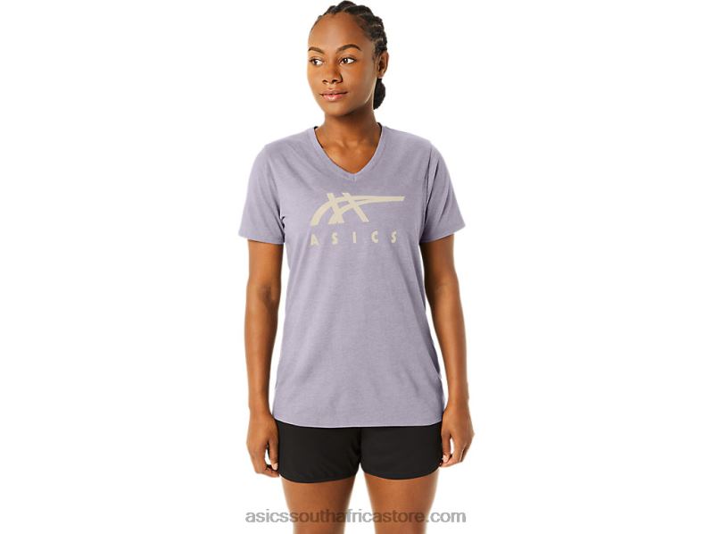 Women Asics Stripes V-Neck LH4X02263 Dusk Violet