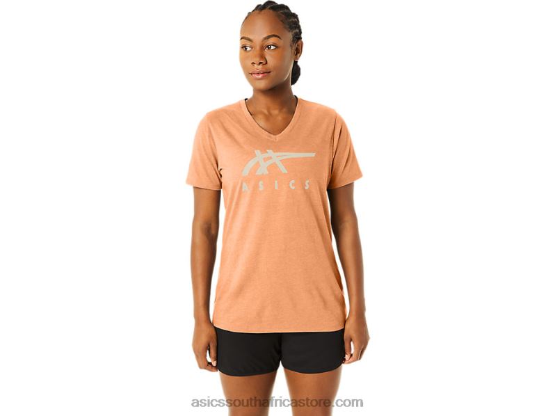 Women Asics Stripes V-Neck LH4X02349 Summer Dune