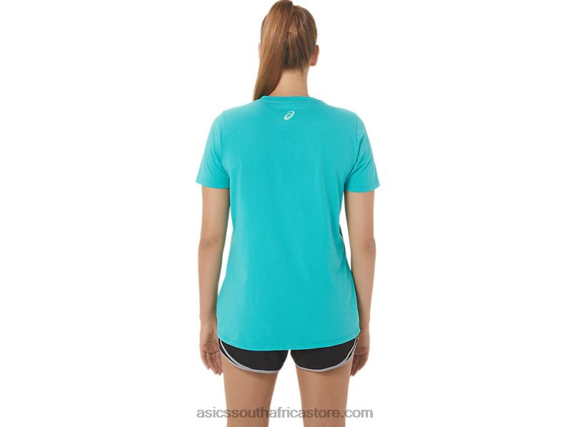 Women Asics Stripes V-Neck LH4X02970 Sea Glass