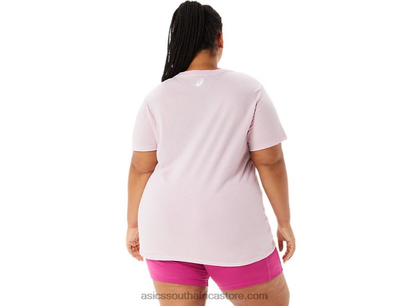 Women Asics Stripes V-Neck LH4X03200 Barely Rose
