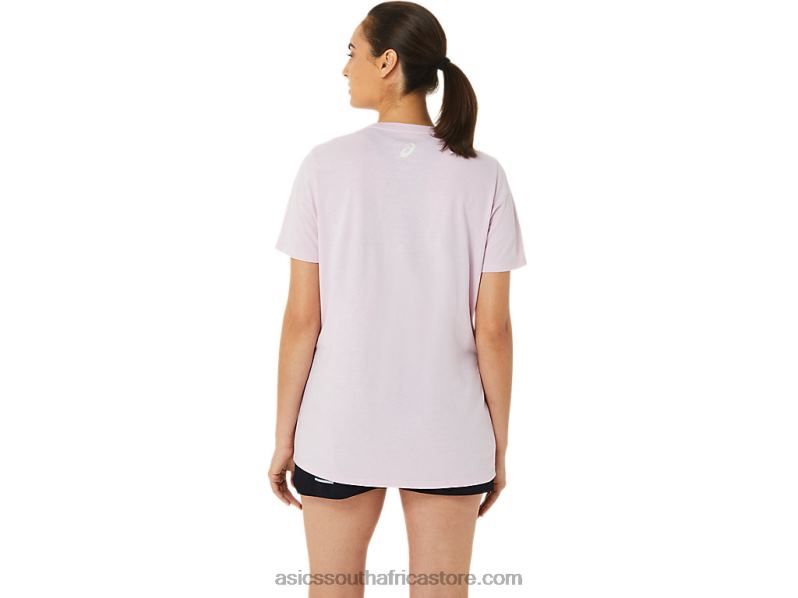 Women Asics Stripes V-Neck LH4X03200 Barely Rose