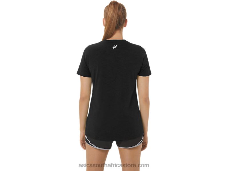 Women Asics Sunflower Slogan V-Neck LH4X02191 Performance Black