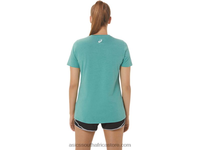 Women Asics Sunflower Slogan V-Neck LH4X02814 Sage Heather