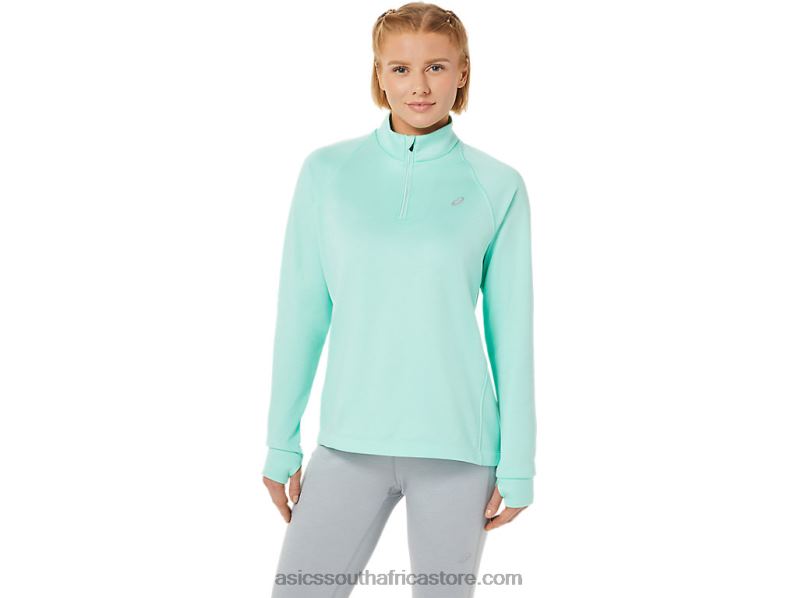 Women Asics Thermopolis 1/4 Zip LH4X03637 Fresh Ice Heather