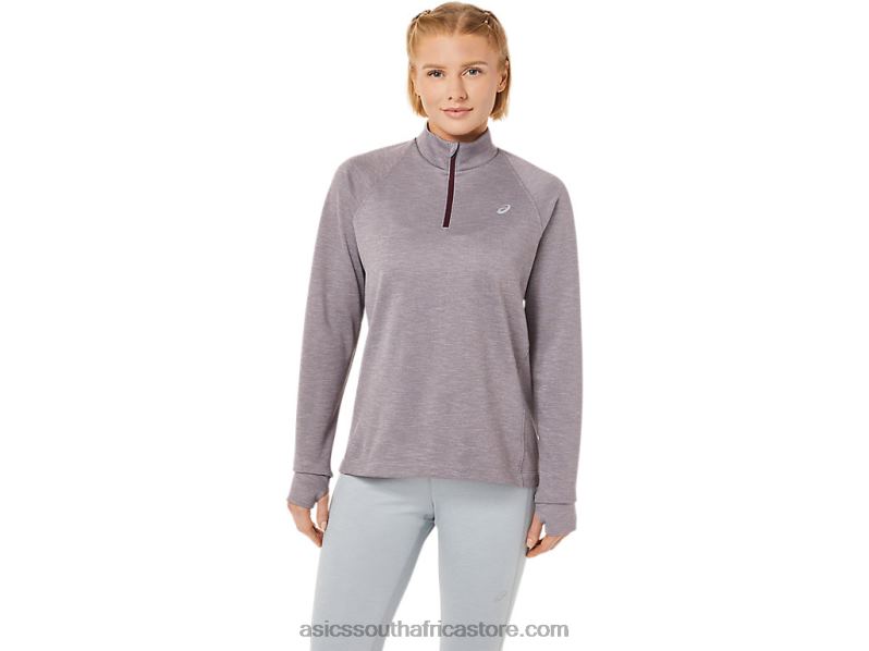 Women Asics Thermopolis 1/4 Zip LH4X03647 Deep Mars Heather