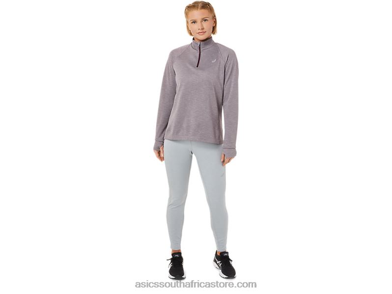 Women Asics Thermopolis 1/4 Zip LH4X03647 Deep Mars Heather