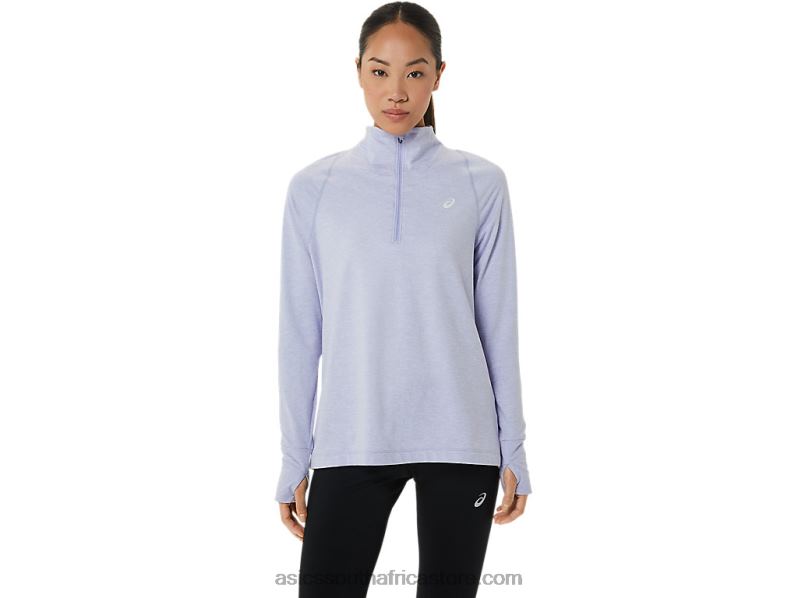 Women Asics Thermopolis Half Zip LH4X02958 Vapor Heather