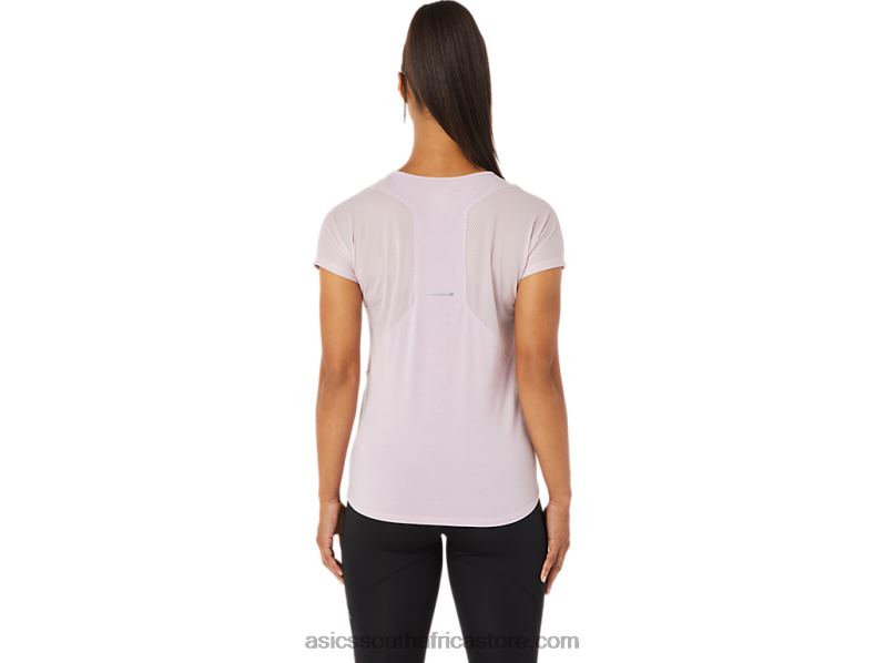 Women Asics V-Neck Short Sleeve Top LH4X03342 Barely Rose