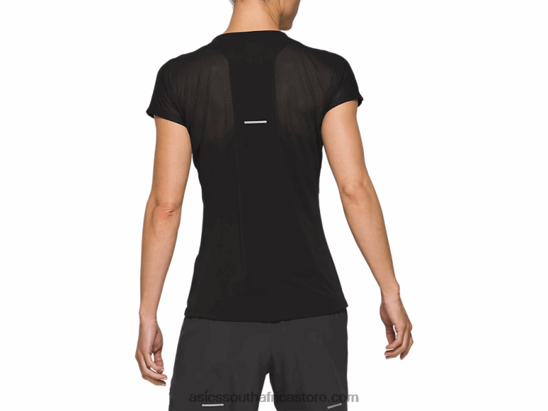 Women Asics V-Neck Short Sleeve Top LH4X04183 Performance Black