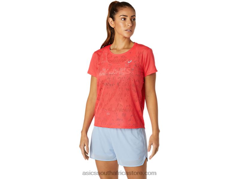 Women Asics Ventilate Short Sleeve Top LH4X03818 Pink Grapefruit