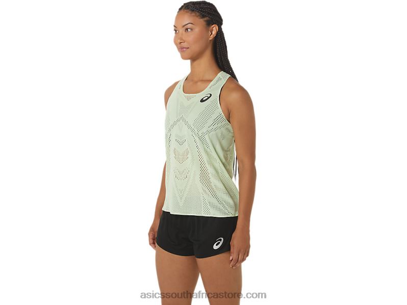 Women Asics Actibreeze Jacquard Singlet LH4X02226 Whisper Green