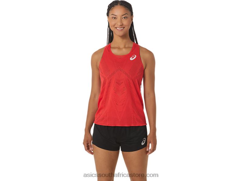 Women Asics Actibreeze Jacquard Singlet LH4X02341 Electric Red
