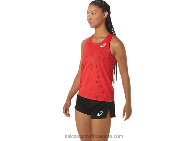 Women Asics Actibreeze Jacquard Singlet LH4X02341 Electric Red