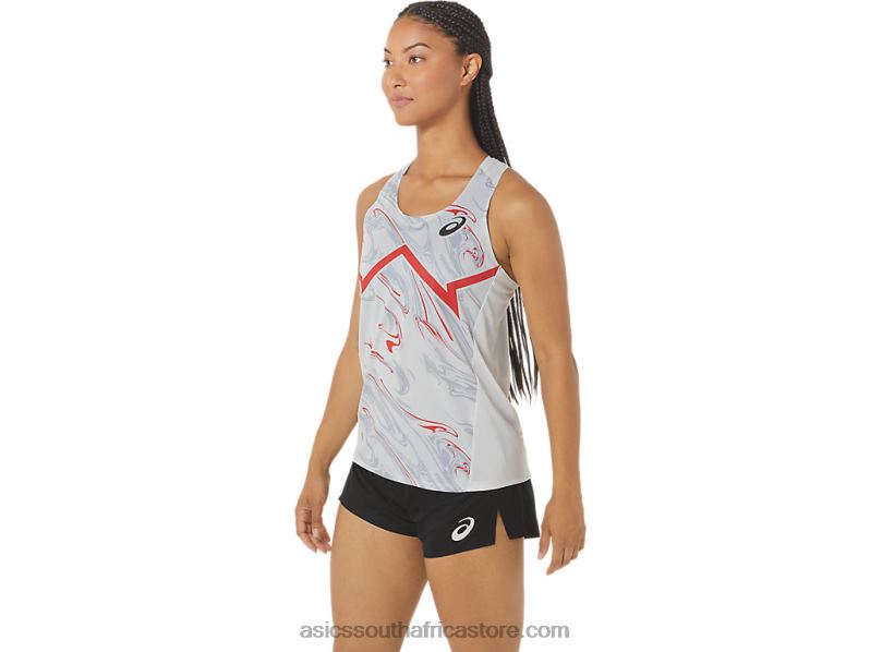 Women Asics Cj-Line Light Singlet LH4X02339 Glacier Grey/Electric Red
