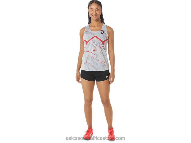 Women Asics Cj-Line Light Singlet LH4X02339 Glacier Grey/Electric Red