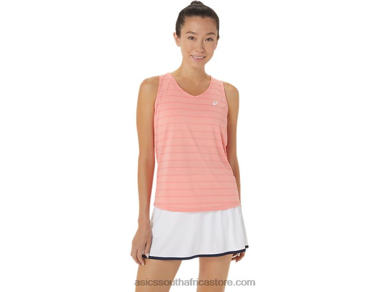 Women Asics Court Stripe Tank LH4X02507 Guava