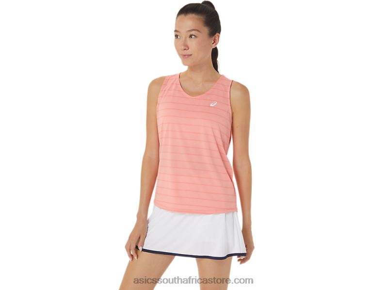 Women Asics Court Stripe Tank LH4X02507 Guava