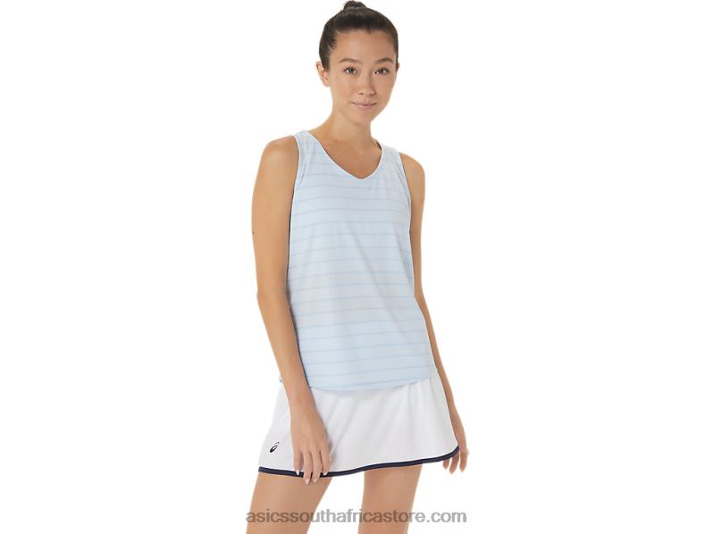 Women Asics Court Stripe Tank LH4X02558 Soft Sky