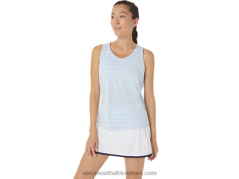 Women Asics Court Stripe Tank LH4X02558 Soft Sky