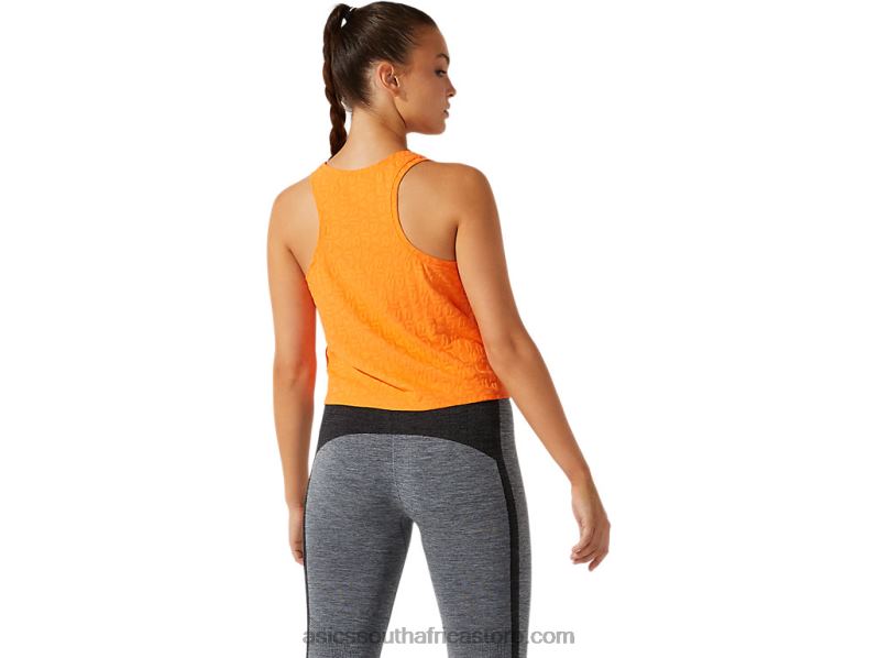 Women Asics Cropped Logo Jacquard Tank LH4X03942 Sun Peach