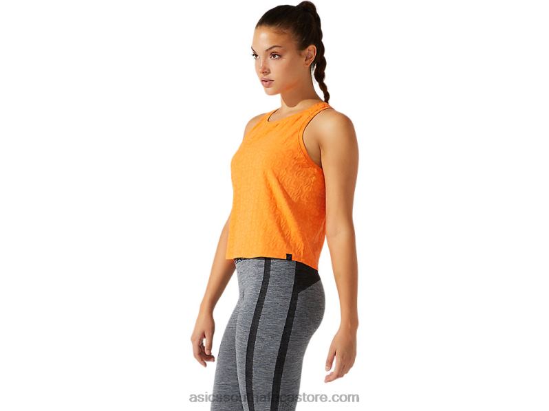 Women Asics Cropped Logo Jacquard Tank LH4X03942 Sun Peach