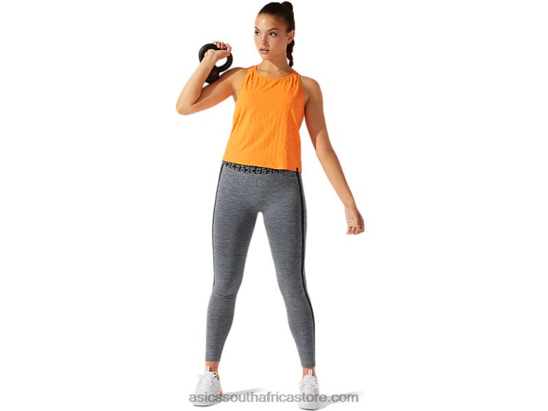 Women Asics Cropped Logo Jacquard Tank LH4X03942 Sun Peach