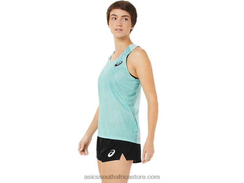 Women Asics Light Mesh Singlet LH4X03262 Clear Blue
