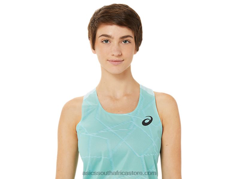 Women Asics Light Mesh Singlet LH4X03262 Clear Blue