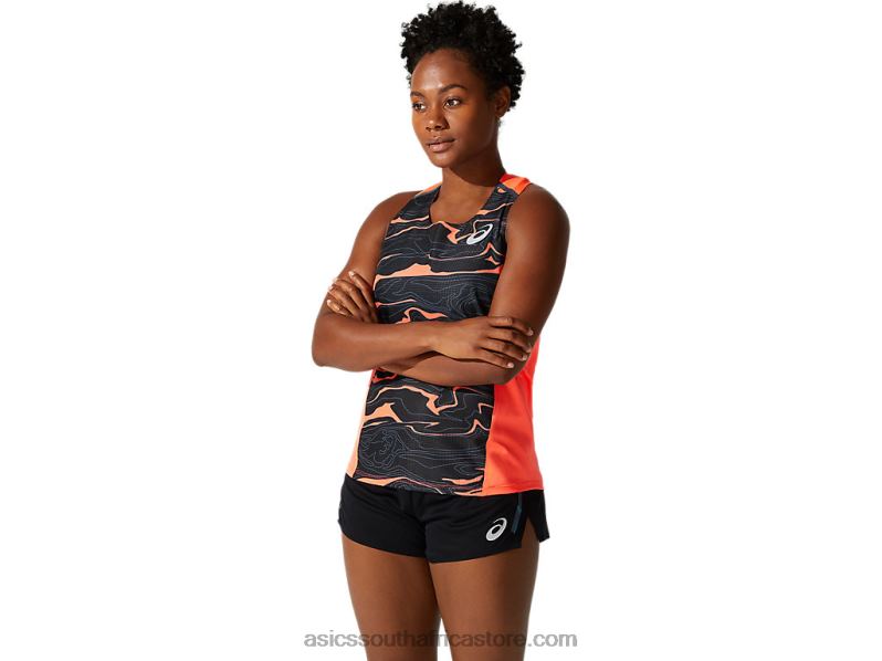 Women Asics Light Mesh Singlet LH4X04062 Flash Coral