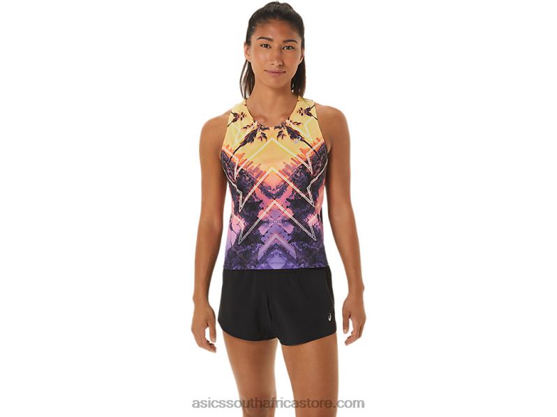 Women Asics Marathon Tank LH4X02316 Light Orange/Orange Pop/Amethyst