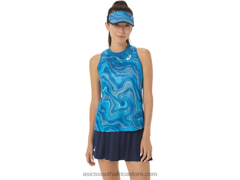 Women Asics Match Graphic Tank LH4X02556 Reborn Blue