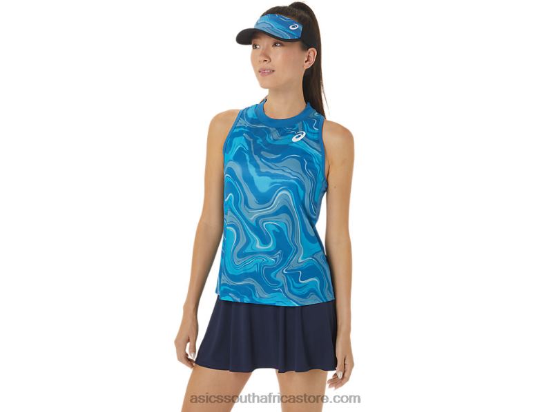 Women Asics Match Graphic Tank LH4X02556 Reborn Blue