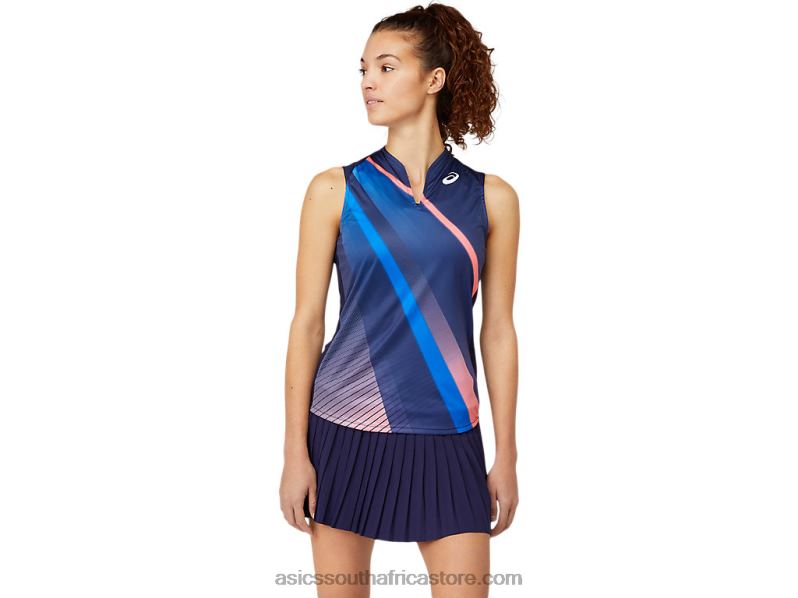 Women Asics Match Graphic Tank LH4X03862 Peacoat
