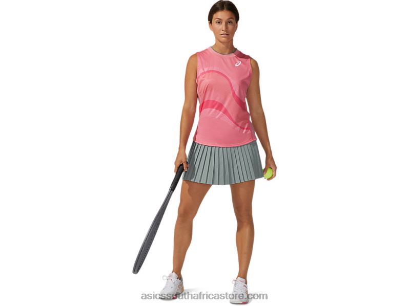 Women Asics Match Graphic Tank LH4X03933 Peach Petal