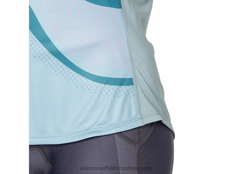 Women Asics Match Graphic Tank LH4X04045 Smoke Blue