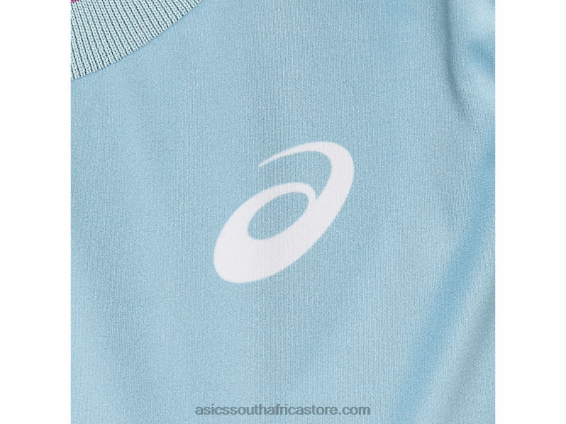 Women Asics Match Graphic Tank LH4X04045 Smoke Blue