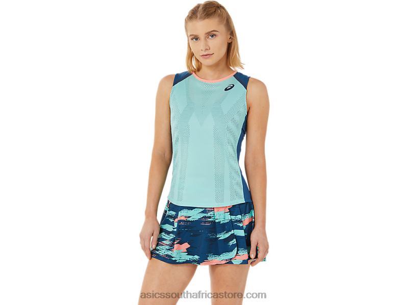 Women Asics Match Tank LH4X03495 Oasis Green/Light Indigo
