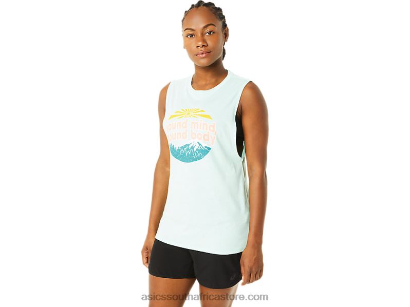 Women Asics Mountain Muscle Tank LH4X03713 Fresh Ice Heather