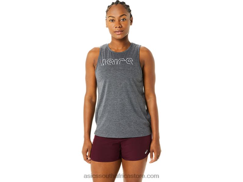 Women Asics Muscle Tank LH4X03693 Dark Grey Heather/Mist