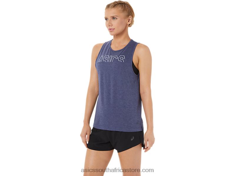 Women Asics Muscle Tank LH4X03786 Peacoat Heather/Fresh Ice
