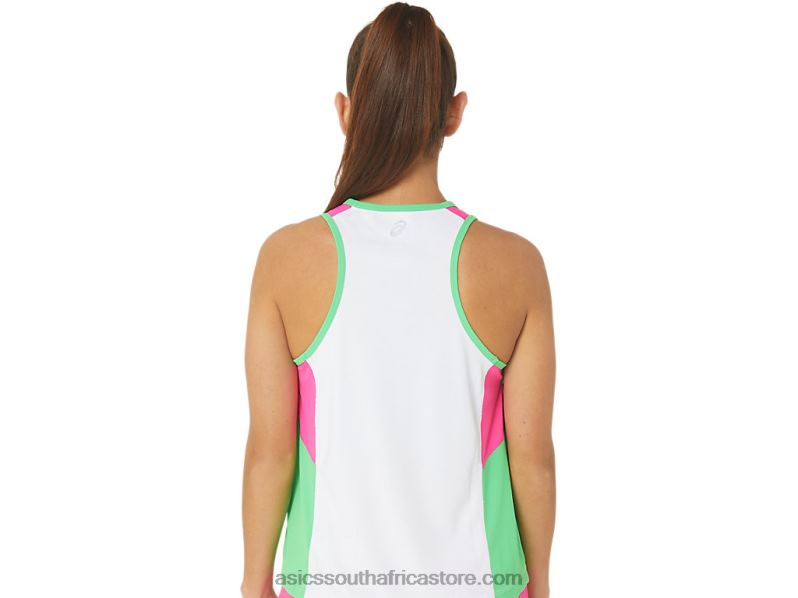Women Asics New Strong Repurposed Run Singlet LH4X02353 White/Track/Pink Glo
