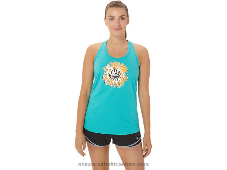 Women Asics Run Around The Sun Racerback LH4X03013 Sea Glass