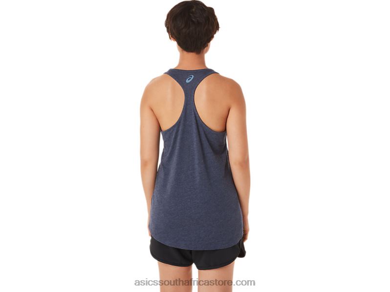 Women Asics Run Around The Sun Racerback LH4X03418 Peacoat Heather