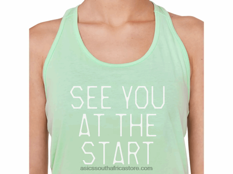 Women Asics See You At The Start Tank LH4X04158 Mint Tint Heather