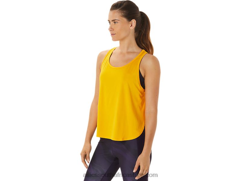 Women Asics Side Slit Sleeveless Top LH4X02932 Sunflower