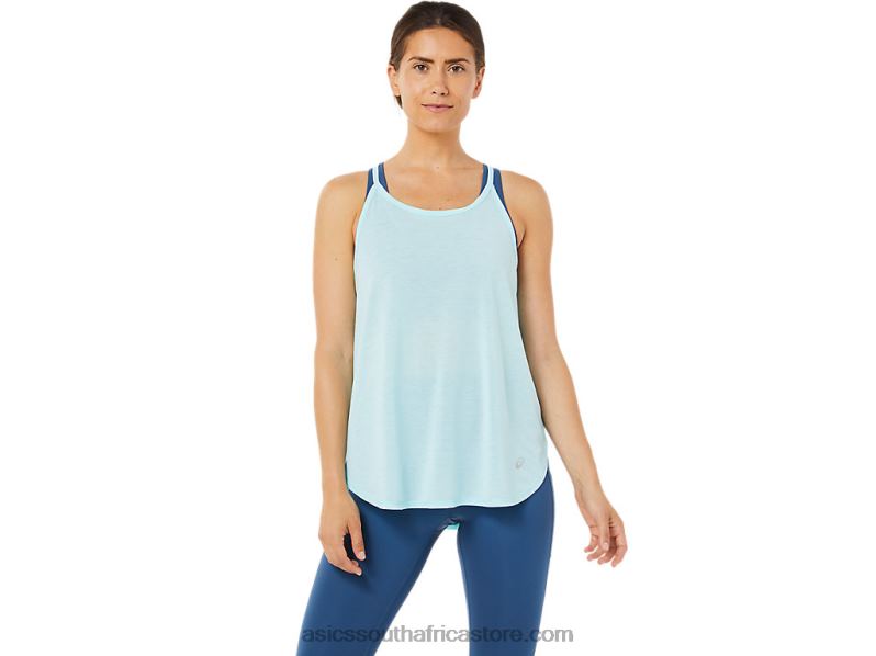 Women Asics Slit Sleeveless Top LH4X03364 Clear Blue