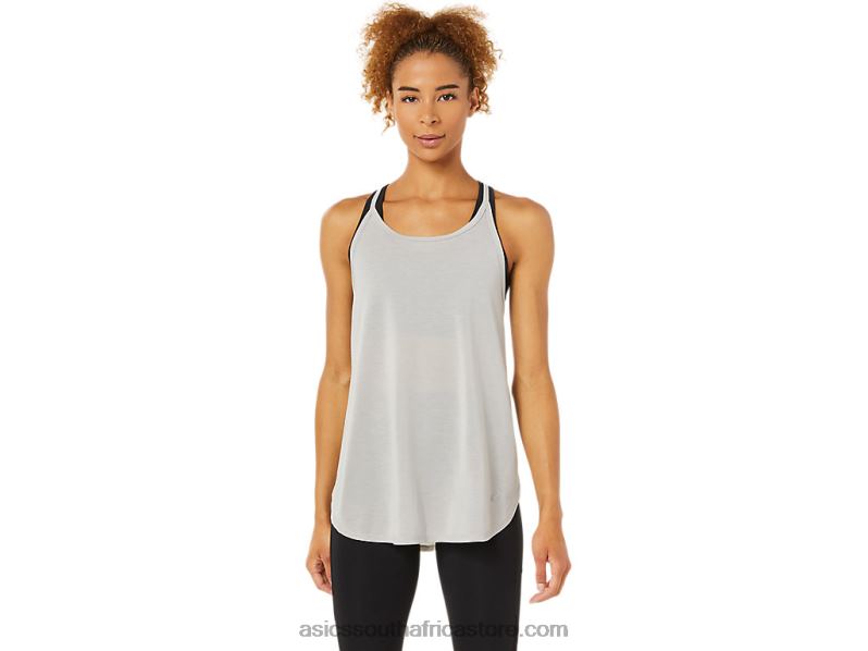 Women Asics Slit Sleeveless Top LH4X03365 Oyster Grey