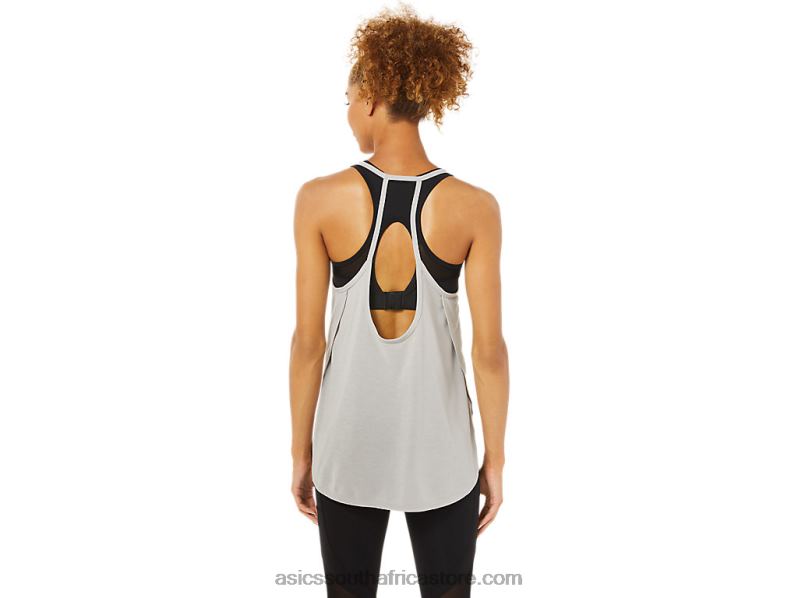 Women Asics Slit Sleeveless Top LH4X03365 Oyster Grey